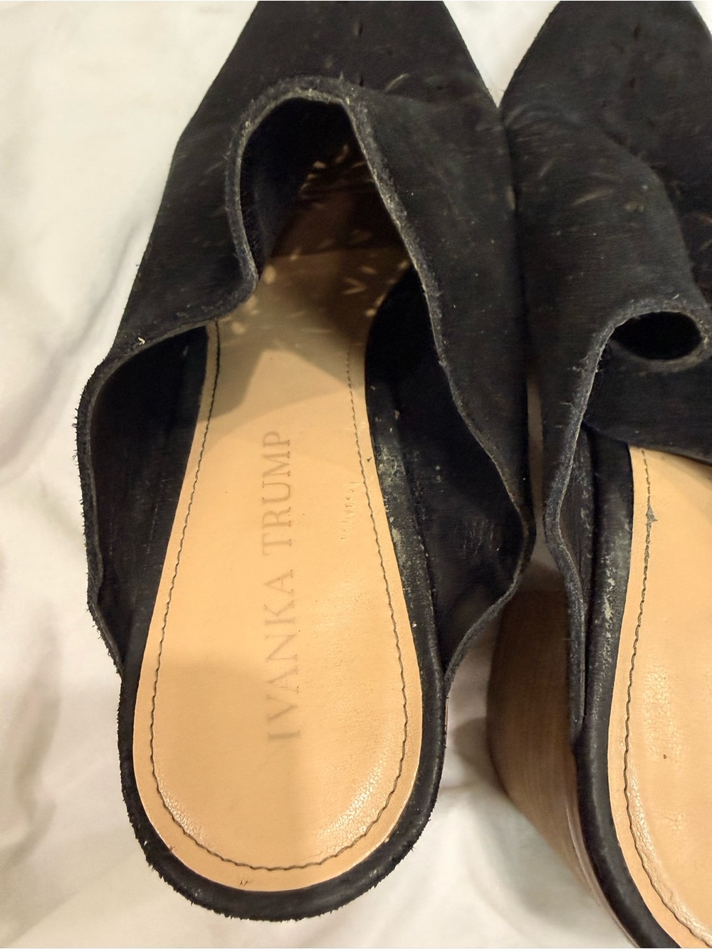 Ivanka Trump Black Laser-Cut Suede Mules - Picture 2 of 5